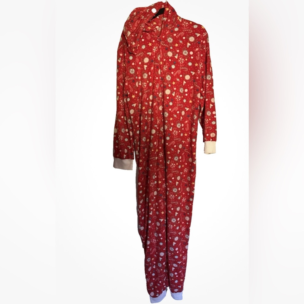 One piece Christmas zip up fleece pajamas for adult and Pet SIZE XL & pet small